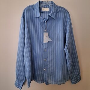 Zara Blue and White Striped Casual Shirt